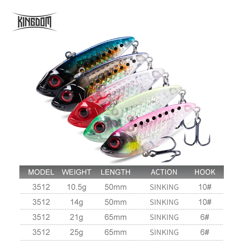 Kingdom VIB Señuelos de Pesca hundimiento vibración cebos duros artificiales 50mm 65mm Crankbaits invierno hielo sal aparejos de pesca Wobblers - imagen 3