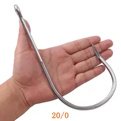 Anzuelos de pesca grandes de acero inoxidable, 1 unidad, 7731, 20/0