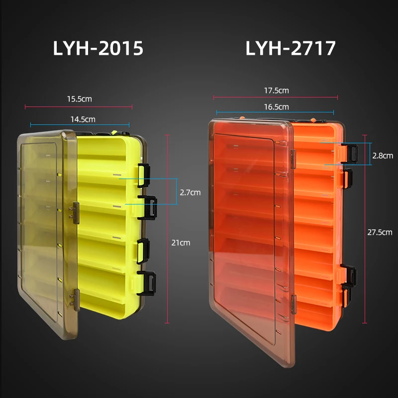 MEREDITH Caja de aparejos de caja pesca de 12 y 14 compartimentos, caja de almacenamiento de anzuelos de cebo, accesorios de pesca, caja de almacenamiento de plástico cajas de almacenamiento - imagen 2