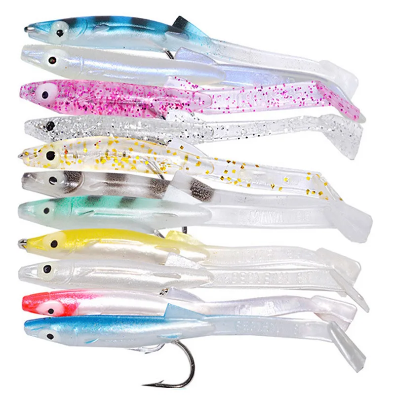 Señuelo de Pesca de anguila blanca y azul, cebos blandos con gancho, 8cm, 2,3g, cebo Artificial, novedad, 6 unidades por lote - imagen 5