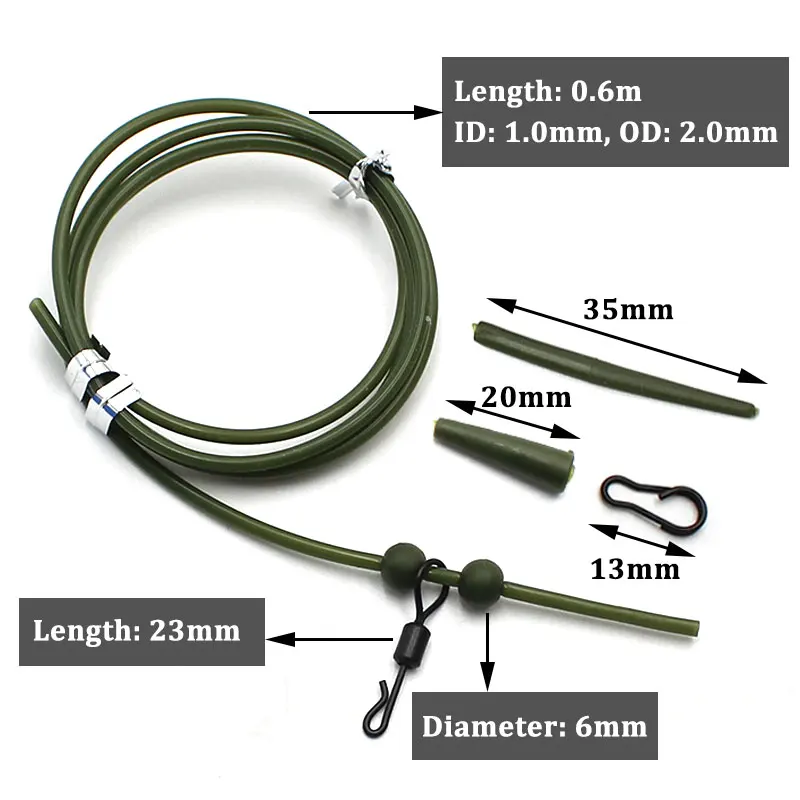3x tubo de aparejo predectado helicóptero Chod Hair Rigs giratorio accesorios de pesca de carpa aparejos enlaces cola líder goma y alineador de línea - imagen 4