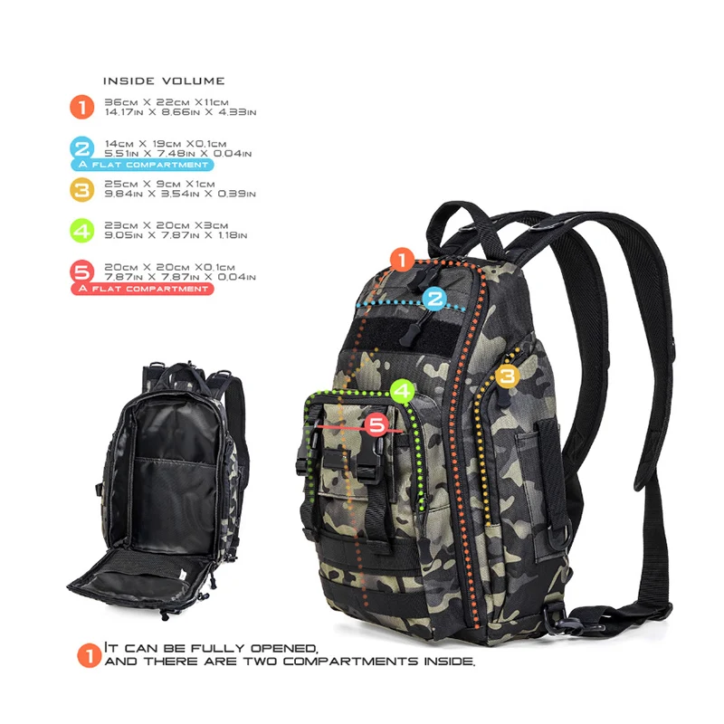 Bolso de pecho de gran capacidad para deportes al aire libre, bolsa de mensajero de poste Luya, bolso de cintura multifuncional de hombro doble individual X591G - imagen 4