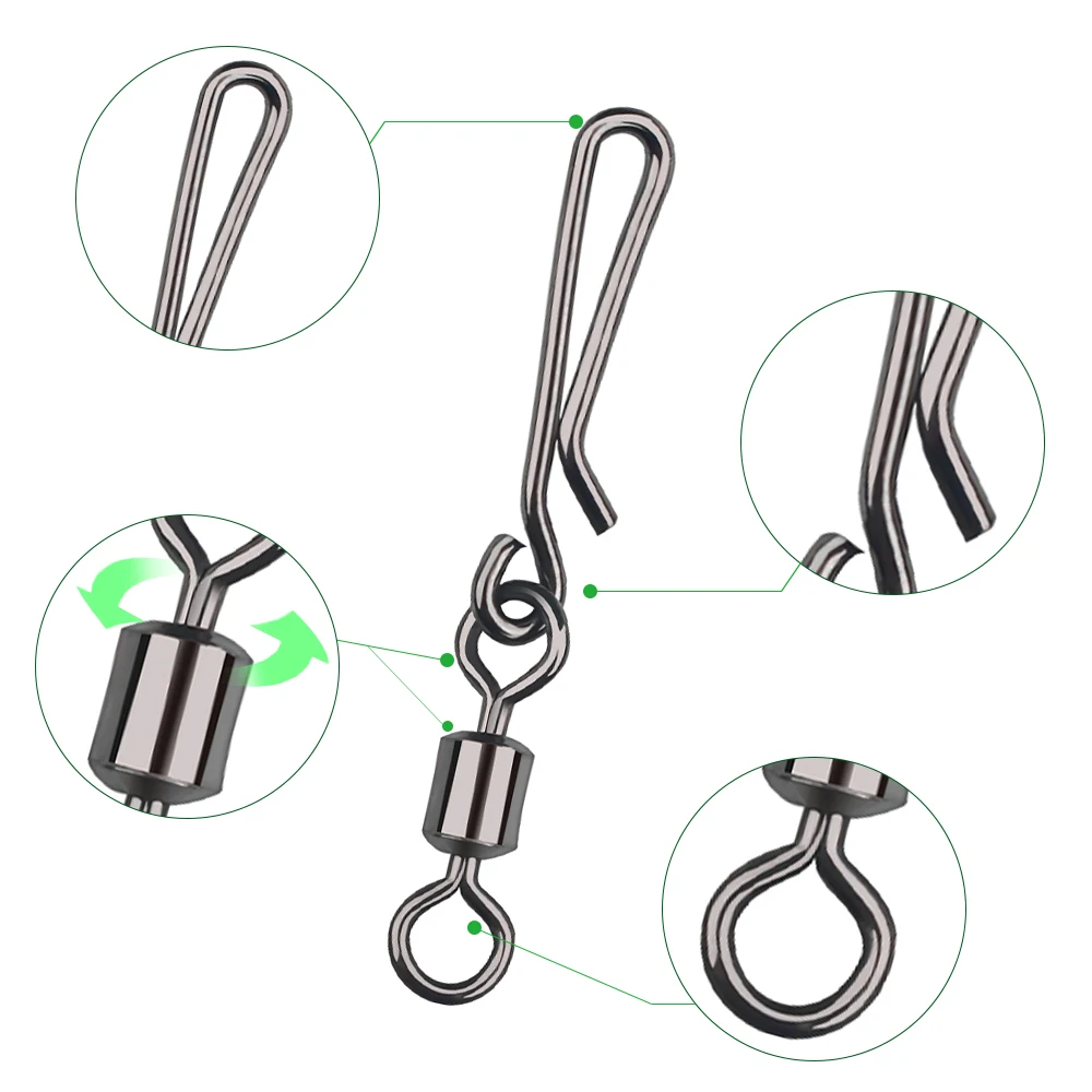 DNDYUJU-Pin de enclavamiento, Conector de pesca a presión 2 #-10 # para anzuelos de pescado, señuelo, accesorios de pesca de carpa, 100/50 Uds. - imagen 3