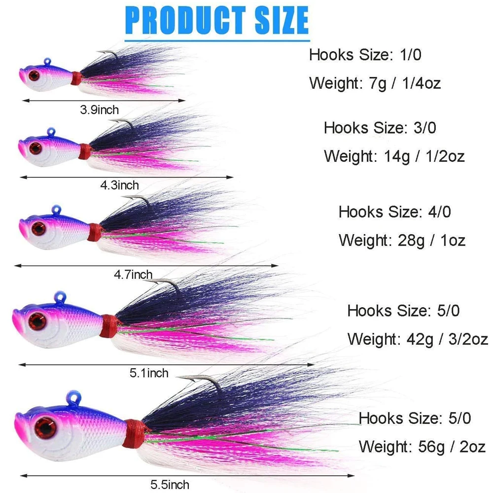 Shaddock-cebo de pesca duro Artificial con plumas, 5 unidades, colores mezclados, aparejos de pesca, señuelo para anzuelo de pesca - imagen 3