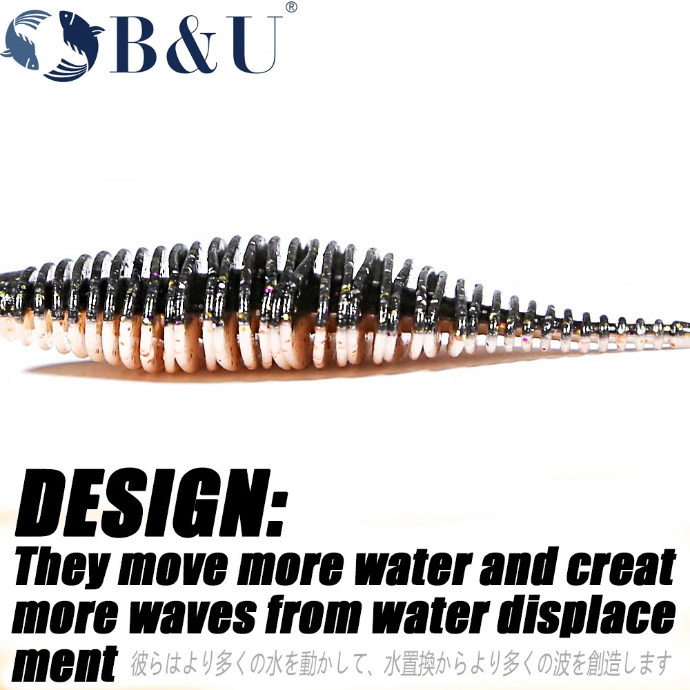 B&U BELLOWS GILL Worm Soft Lure Fishing Bass Lure Silicone Baits Soft Rubber For Fishing Swimbait Artificial leurre souple - imagen 5