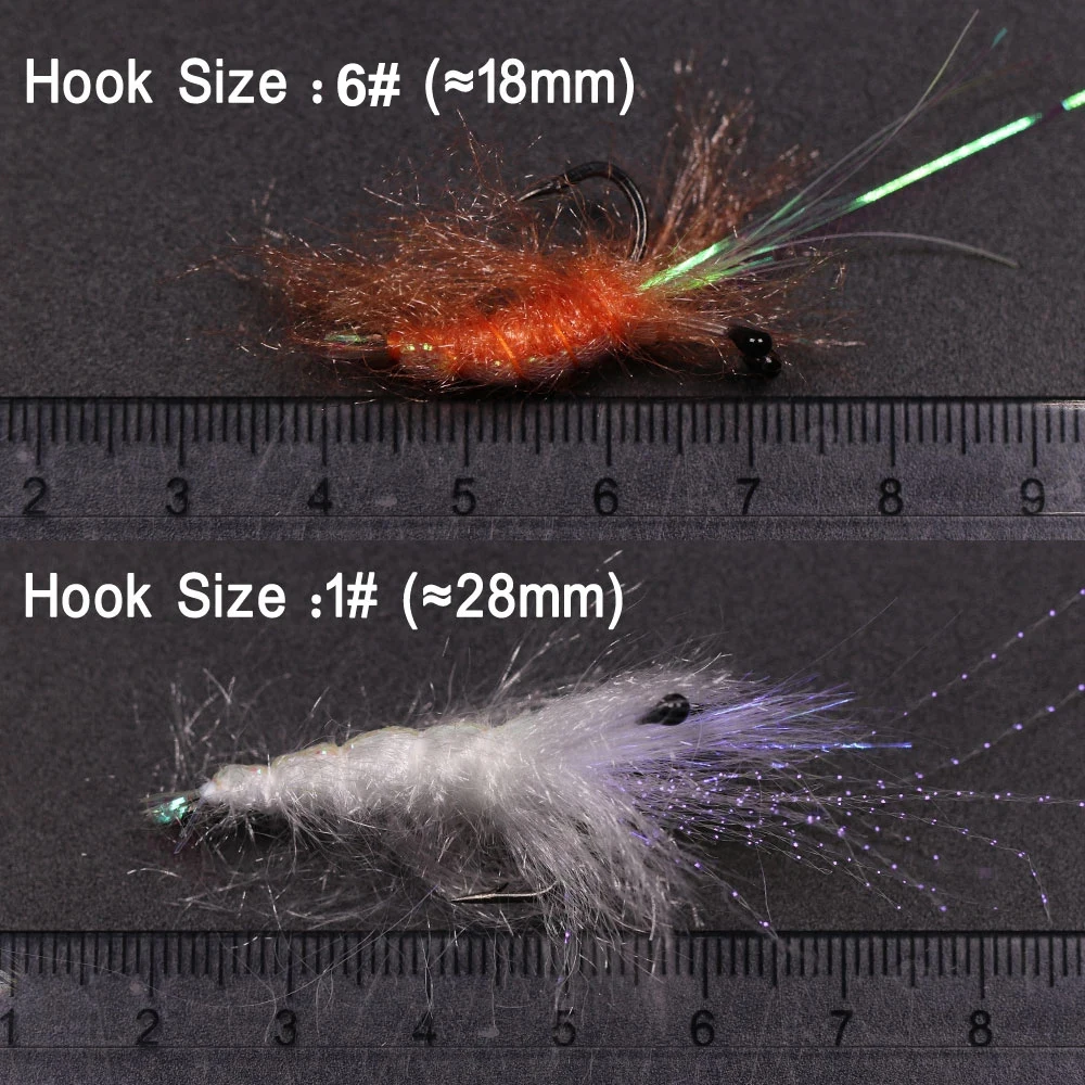 Señuelos de cebo de pesca Sabiki, camarones artificiales que se hunden, trucha, agua salada, Flash trasero, perla, #6, naranja, #1, 4 piezas - imagen 3