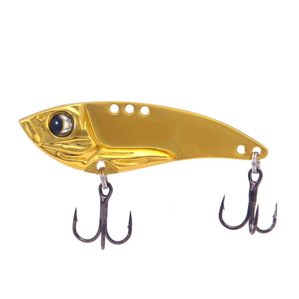 Señuelo de pesca de Metal dorado y plateado VIB, 3,5g, 7g, 12g, 18g, ojos 3D, cuchara giratoria, cebo duro para carpa, aparejos de pesca con gancho, 1 ud.