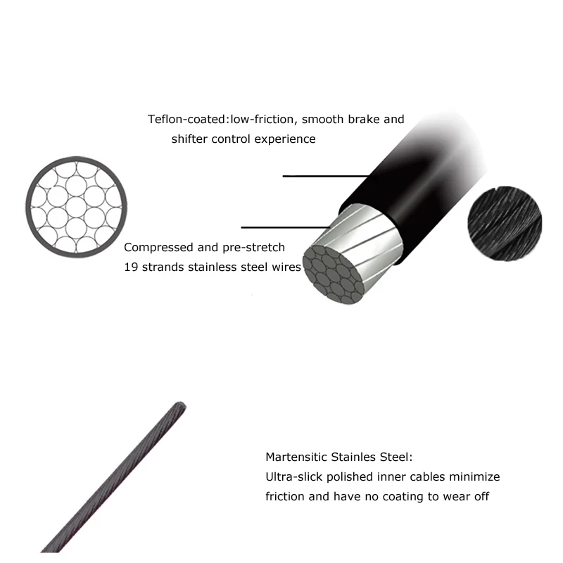 Cable de transmisión para carretera y bicicleta de montaña, Cable de cambio, Cable de acero, Cable de freno, desviador, 2100mm, 1550mm, 1700mm, 1100mm - imagen 4