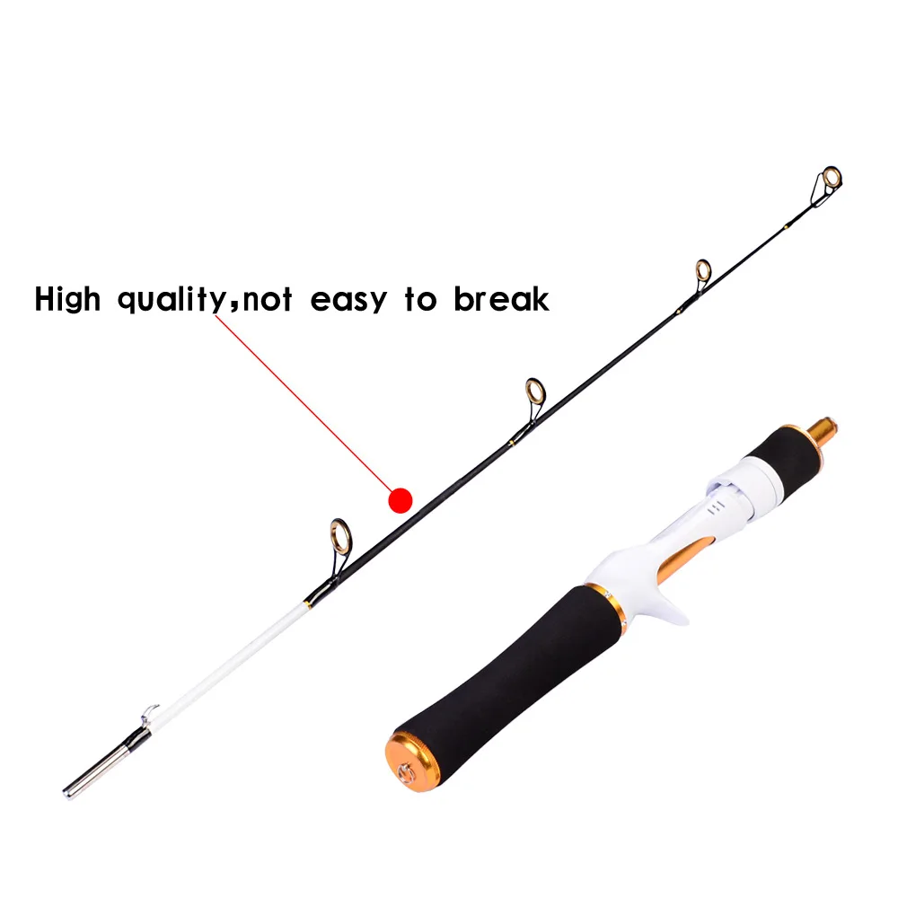 Caña de pescar en hielo con punta sólida, 60/70cm, Combo de bolsillo portátil para barco, señuelos duros de fundición giratoria - imagen 4