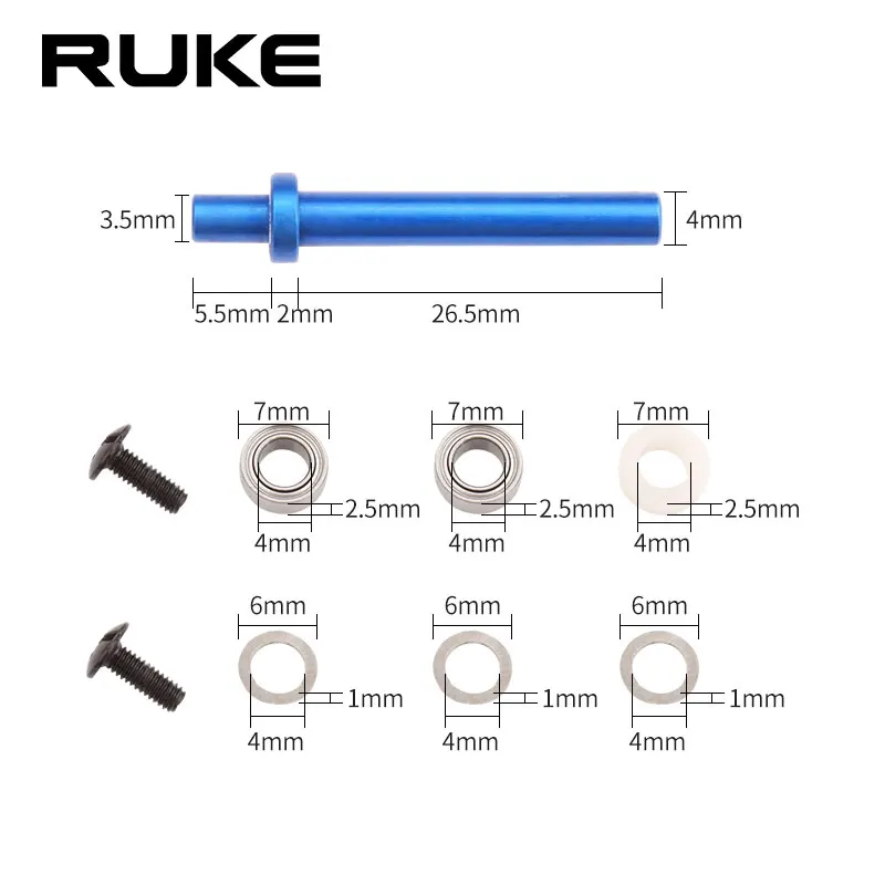 Accesorio de carrete de pesca RUKE, Kit de pasador de eje para perilla de carrete de pesca, diámetro de 4mm de longitud, 26,5mm, mango giratorio con 2 uds de rodamientos - imagen 2