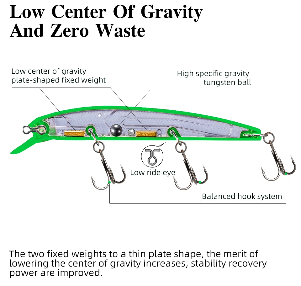 TSURINOYA-señuelo de pesca de pececillos suspendido, cebo duro de manivela, Jerkbait Wobbler, Pike de fundición larga, 3 ganchos, 92mm, 9g, 1 unidad, DW78 - imagen 3
