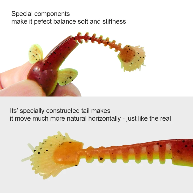 KESFISHING-señuelo de pesca, gusano, salamandra, 55mm, para lubina, trucha, bagre, cebo de silicona suave, olor a camarón, añadir sales - imagen 3
