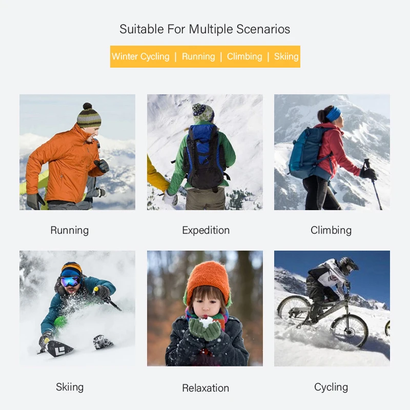 Mosodo-gorros térmicos de esquí para hombre y mujer, gorros cálidos con tiras de Color, gorros de lana de punto para Snowboard y senderismo, Unisex - imagen 2