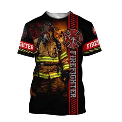 Camiseta Firefighter 3D manga corta para hombre verano