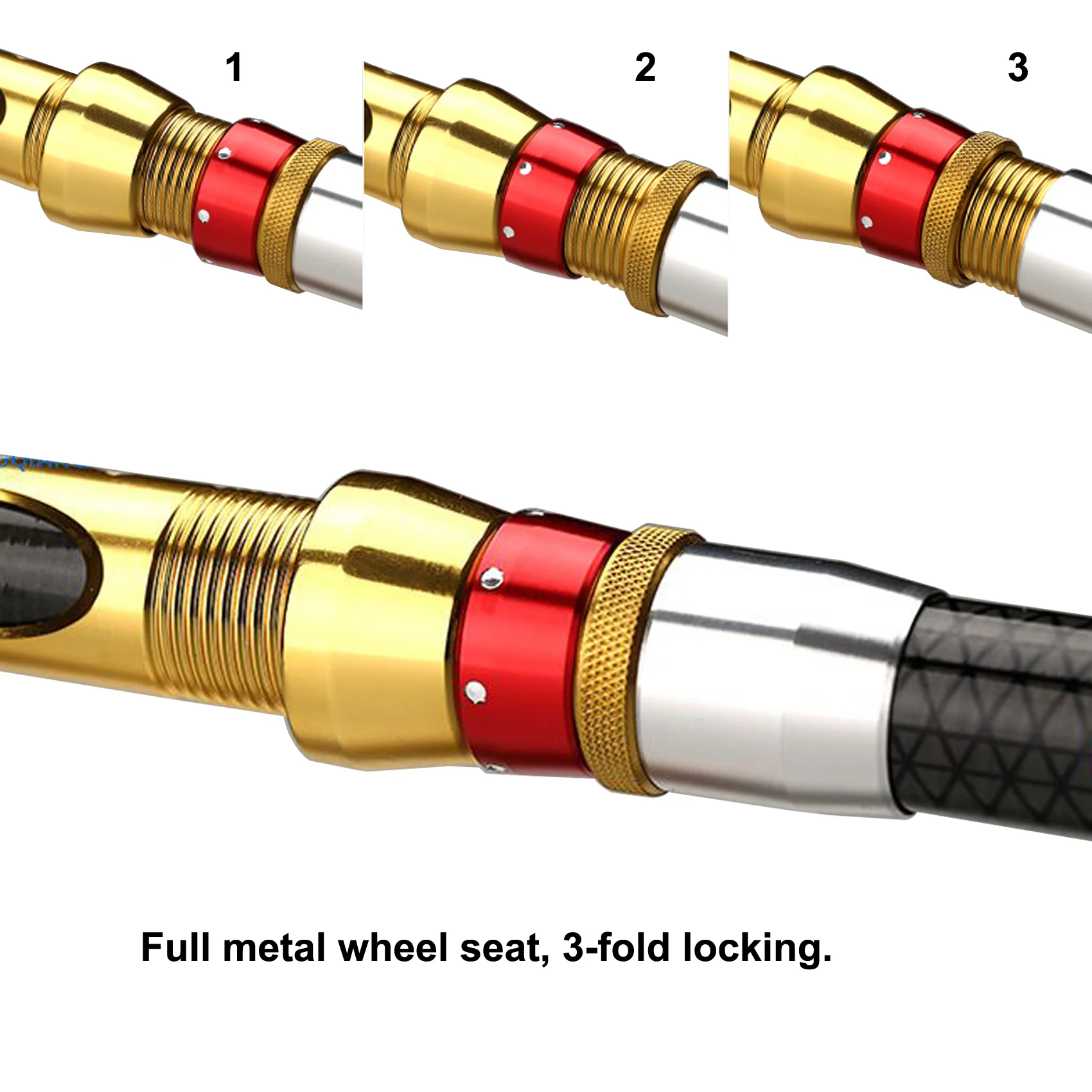 Caña de pescar giratoria de viaje, Kit combinado de carrete telescópico de carbono, 1,8 m, 2,1 m, 2,4 m, 2,7 m, 3,0 m, 3,3 m, 3,6 m - imagen 4