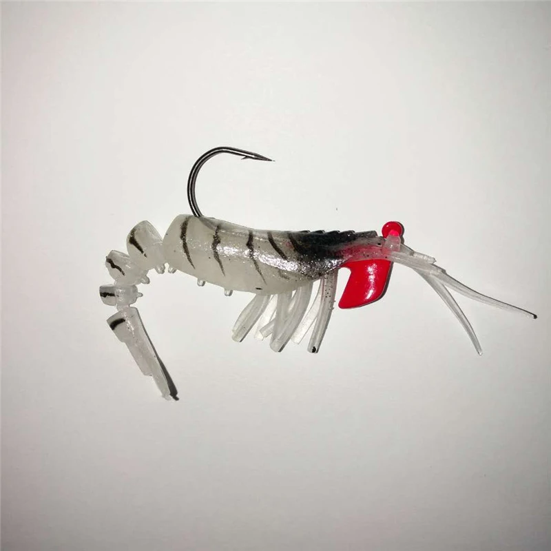 Señuelo de pesca de simulación de camarón suave luminoso, cebo de camarón Artificial, cebo de trucha, olor a pescado, anzuelo único, plantilla de aparejos, 12,5g - imagen 5