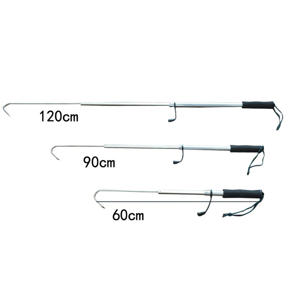 Nueva caña de pescar en hielo, herramientas de gancho de lanza, Gaff de pescado retráctil telescópico, aparejos de agarre de pesca portátiles de acero inoxidable para barco de mar, 60cm - imagen 4