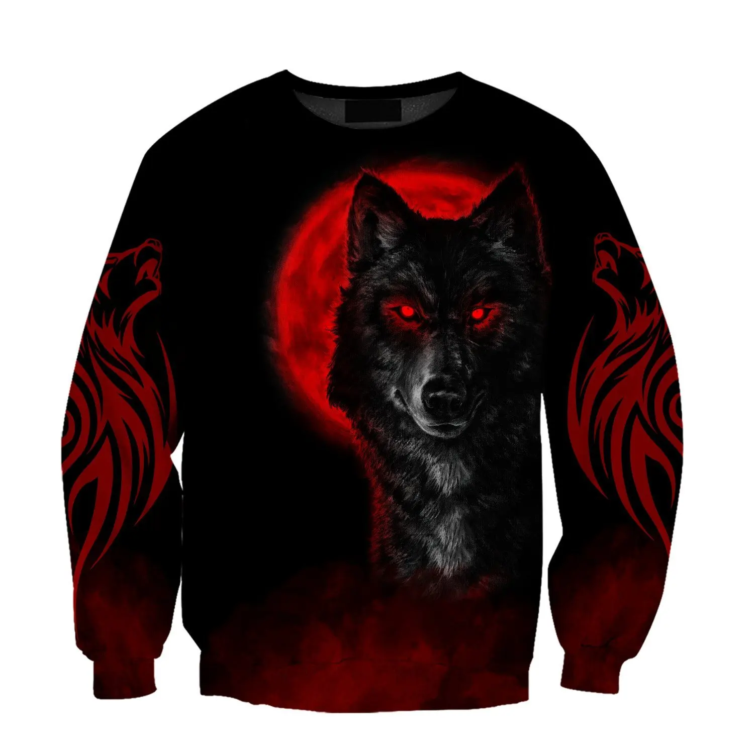Hermosa sudadera con capucha The Red Moon Wolf 3D completamente estampada para hombre, sudadera Unisex de otoño, jersey con cremallera, ropa de calle informal KJ462 - imagen 3
