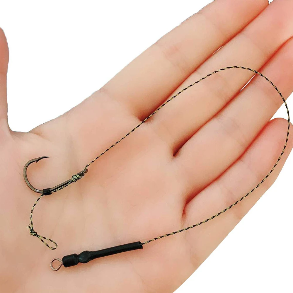 Anzuelo de pesca de carpa con línea trenzada, kit de aparejo de carpa, gancho listo para usar, aparejos de pesca de carpa 2 #4 #6 #, 72 piezas = 12 paquetes - imagen 2