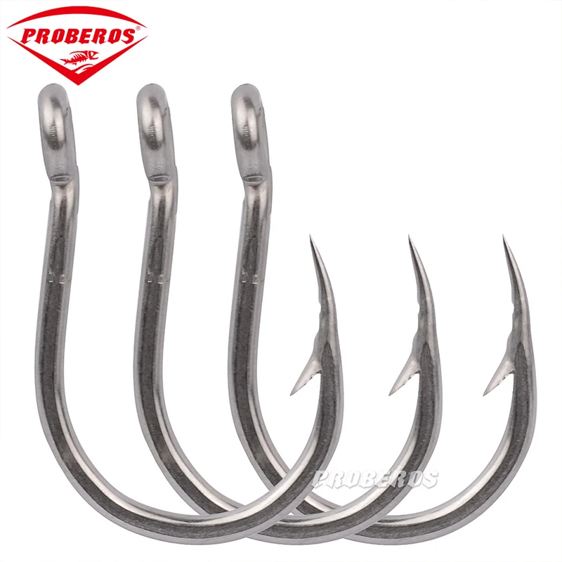 Ganchos de pesca de mar, anzuelo con púas, anzuelo de carpa circular grande, acero rico en carbono, lubina, bagre, aparejos de anzuelo, 5 uds.