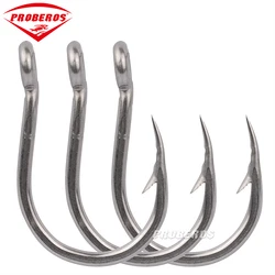 Ganchos de pesca de mar, anzuelo con púas, anzuelo de carpa circular grande, acero rico en carbono, lubina, bagre, aparejos de anzuelo, 5 uds.