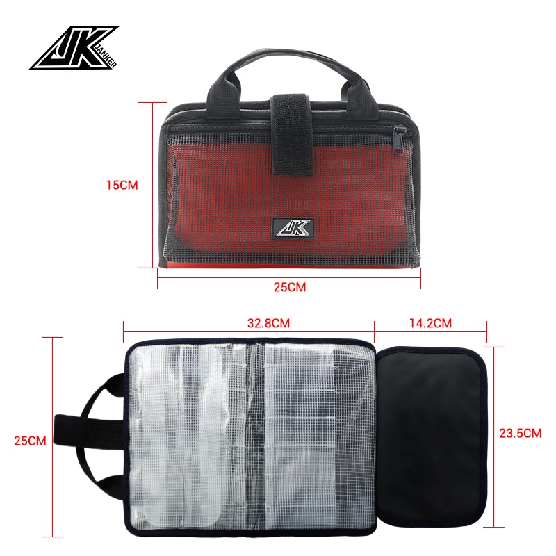 JK-Bolsa de almacenamiento portátil a prueba de agua, accesorio con placa de hierro, plomo, cuero, cubierta protectora, equipo de pesca - imagen 5
