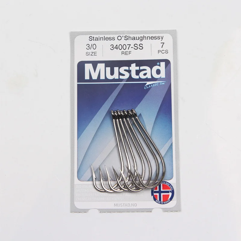 Anzuelo de pesca Mustad Noruega Origin con alto contenido de carbono, 8-8/0 # ,34007SS
