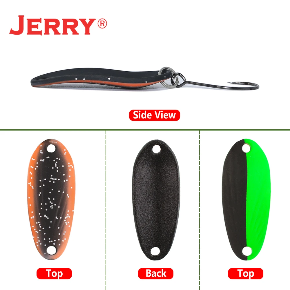 Jerry Triones 3g 5g cucharas de pesca de alta calidad cucharas de trucha de un solo gancho área Señuelos de pesca de trucha señuelos duros de dos colores laterales - imagen 3