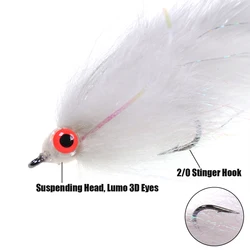 Bimoo Mosca Streamer 2/0 Suspendida con Ojos 3D para Lucio y Bass