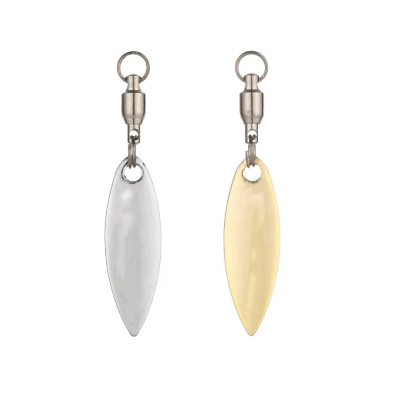 Anillo de rodamiento de lentejuelas de hoja de sauce con conector, cuchillas de Metal, cuchara giratoria, cebo, sonajero DIY, accesorios de señuelo de pesca de cola, 5 piezas por lote - imagen 4