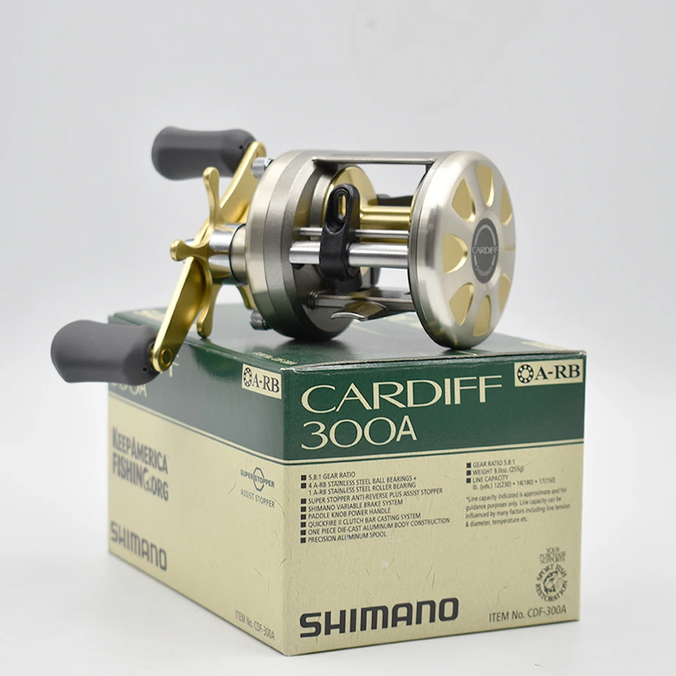 Carrete redondo SHIMANO CARDIFF 5,2:1/5,8:1 Ratio 4,5/5,0 KG arrastre máximo 4 + 1 sistema de frenado centrífugo de rodamiento cuerpo resistente a la corrosión - imagen 5