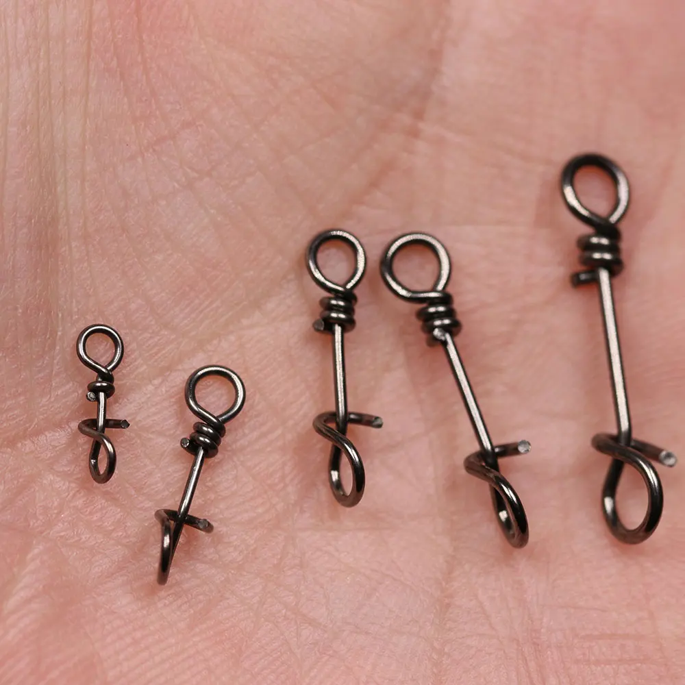 ICERIO 50 Uds Clips de mosca de cambio rápido de acero inoxidable sin nudos conector de señuelo de pesca Terminal de pesca herramienta de aparejos