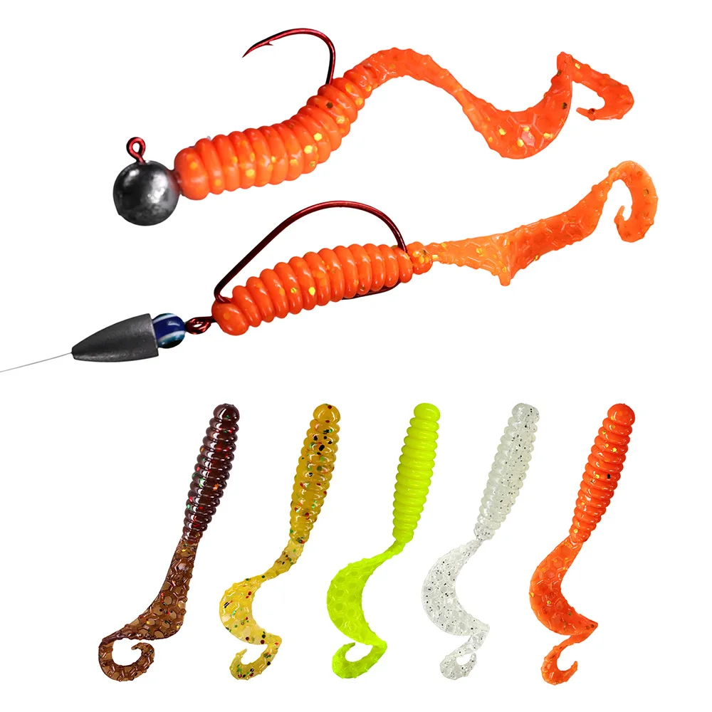 THKFISH-SEÑUELOS blandos de pesca, cebos artificiales gruesos de silicona para agua dulce, gusanos para pesca de carpa, 30 piezas, 55mm, 65mm, 75mm - imagen 5