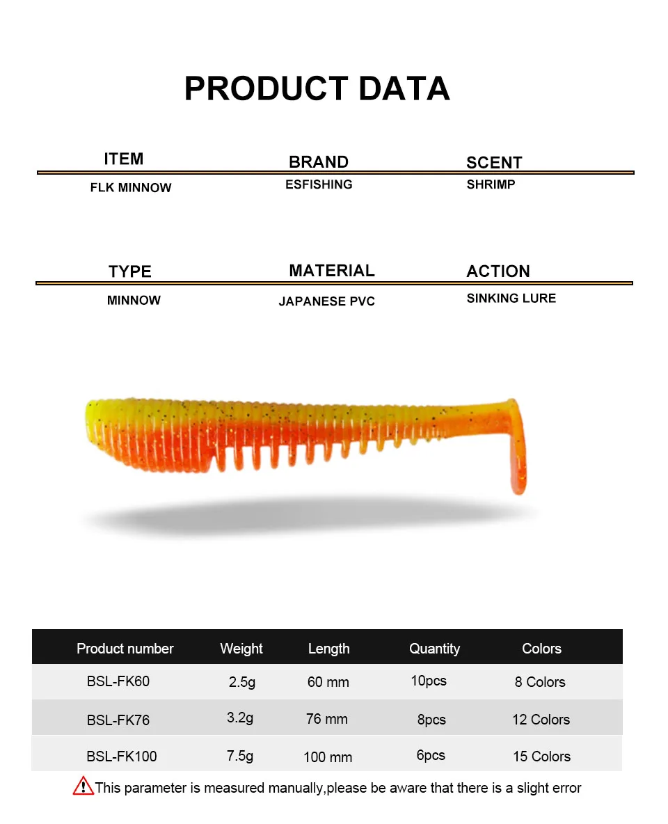 KESFISHING-señuelo de pesca FLK Minnow, 2,4 pulgadas, 4 pulgadas, cebos de silicona suave, cebos artificiales, olor a pescado Souple - imagen 4