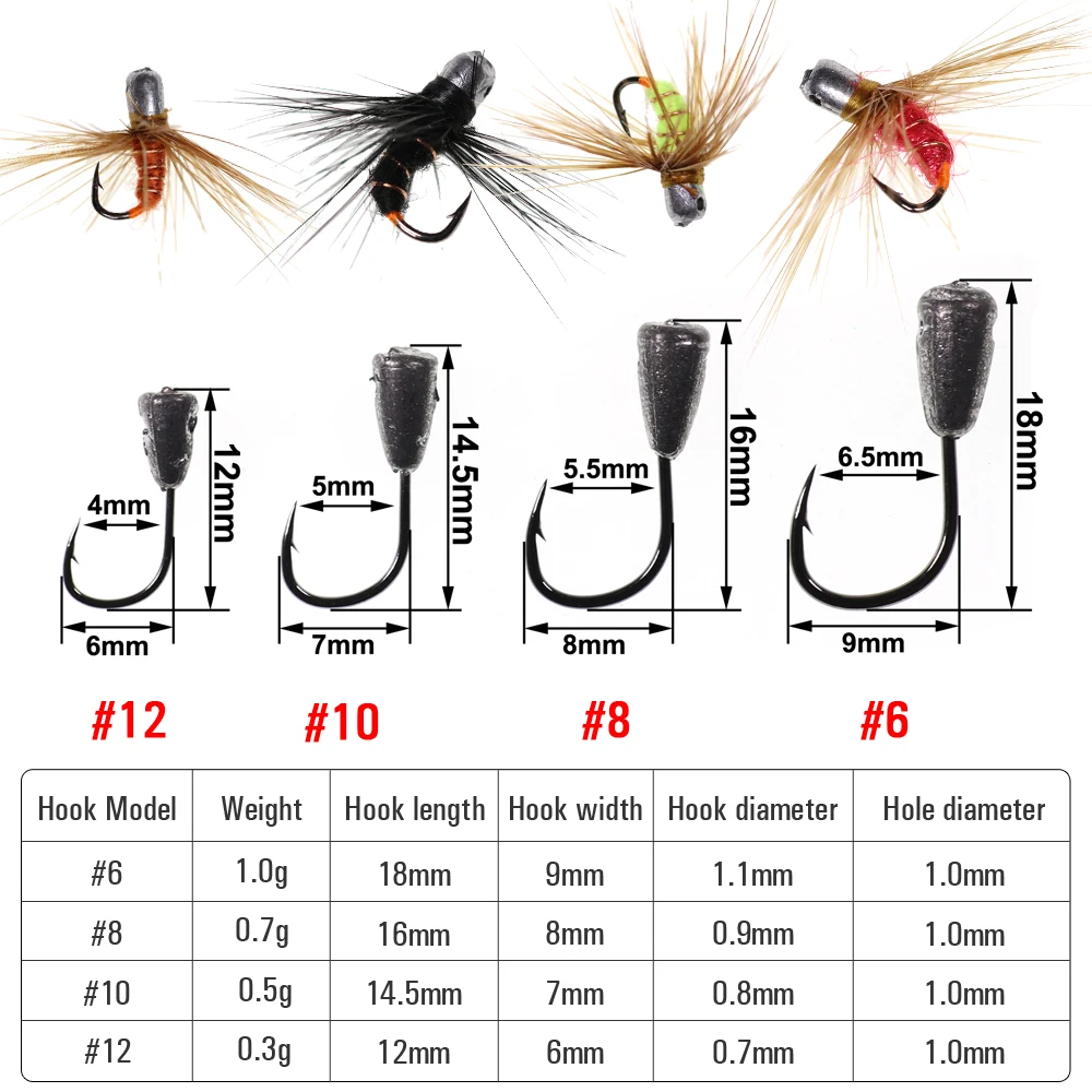 ICERIO-anzuelos de pesca en hielo de 8 piezas, señuelo de mosca, gusanos, lubina, Mormyshka, aparejos de pesca Jigging - imagen 3