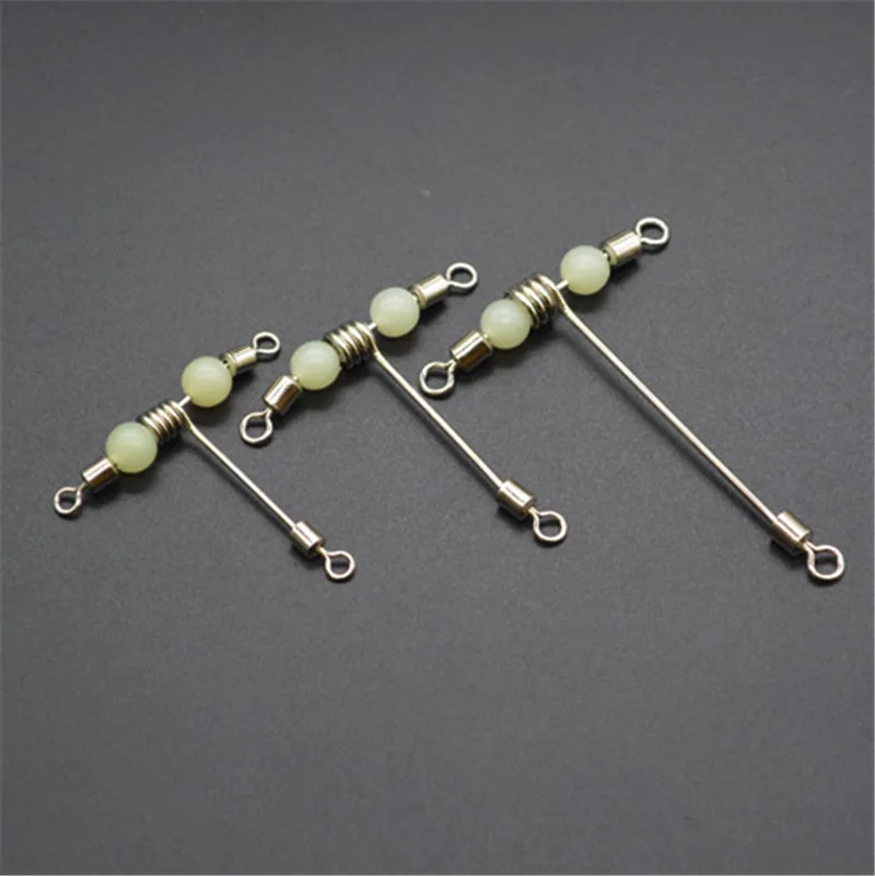 Caliente 5 uds luminoso en forma de T 3 vías línea cruzada giratorio con cuentas de perlas giratorios de pesca anzuelos conector de anzuelos de pesca - imagen 3