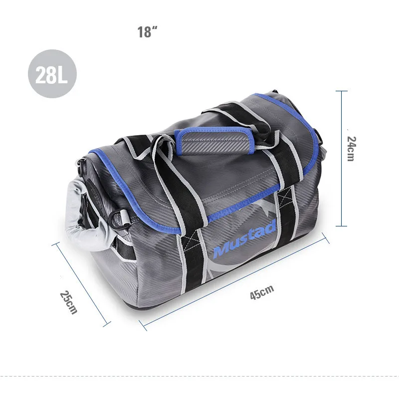 Bolsa de Pesca para barco MUSTAD, bolso multifuncional para exteriores, bolsa impermeable de PVC de gran capacidad, estuche para señuelos, aparejos de Pesca para peces - imagen 5