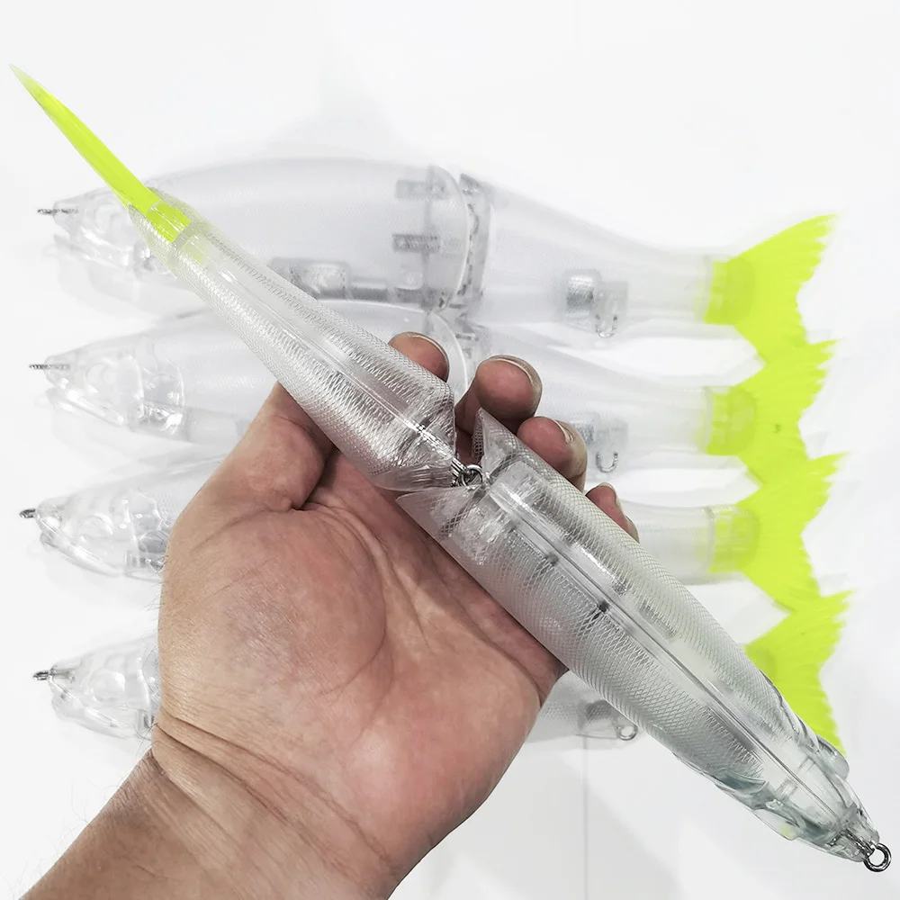 Swimbait sin pintar, señuelo de pesca artesanal, cebo articulado CF, hundimiento lento, flotante, 303mm, 335mm, Sección de superficie, Swimbait, lubina - imagen 5