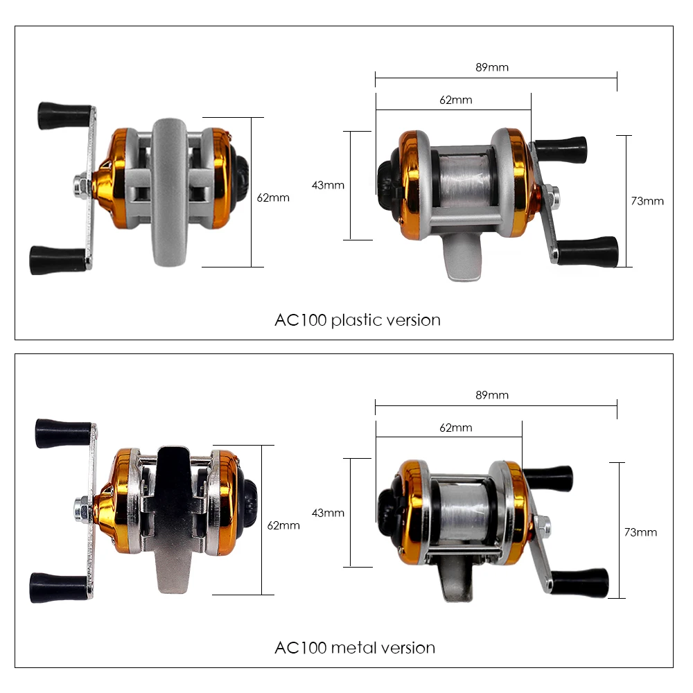 Mini rueda de pesca de tambor de Metal/plástico portátil, carrete de pesca en hielo de invierno con alambre, aparejos al aire libre, accesorios de pesca - imagen 4