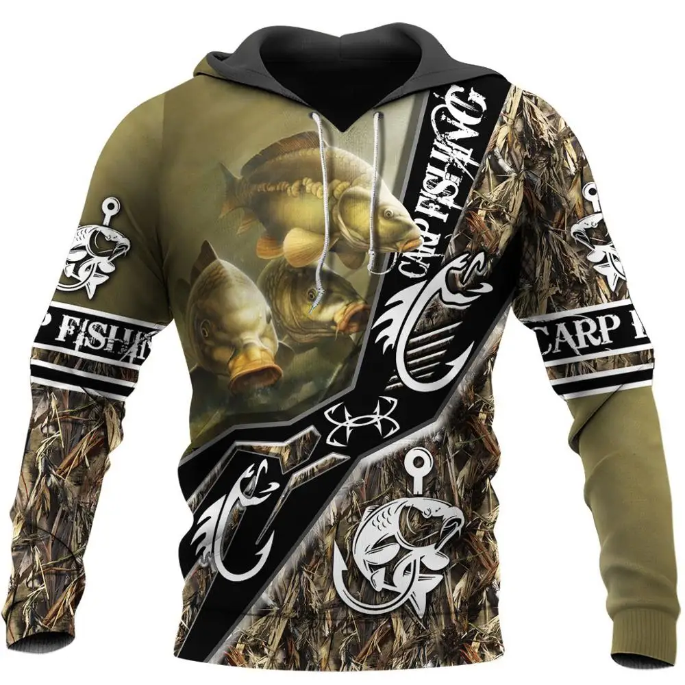 Patrón de pesca de carpa 3D completamente estampado Sudadera con capucha para hombres/mujeres Harajuku moda Animal Sudadera con capucha chaqueta Casual pulóver - imagen 4