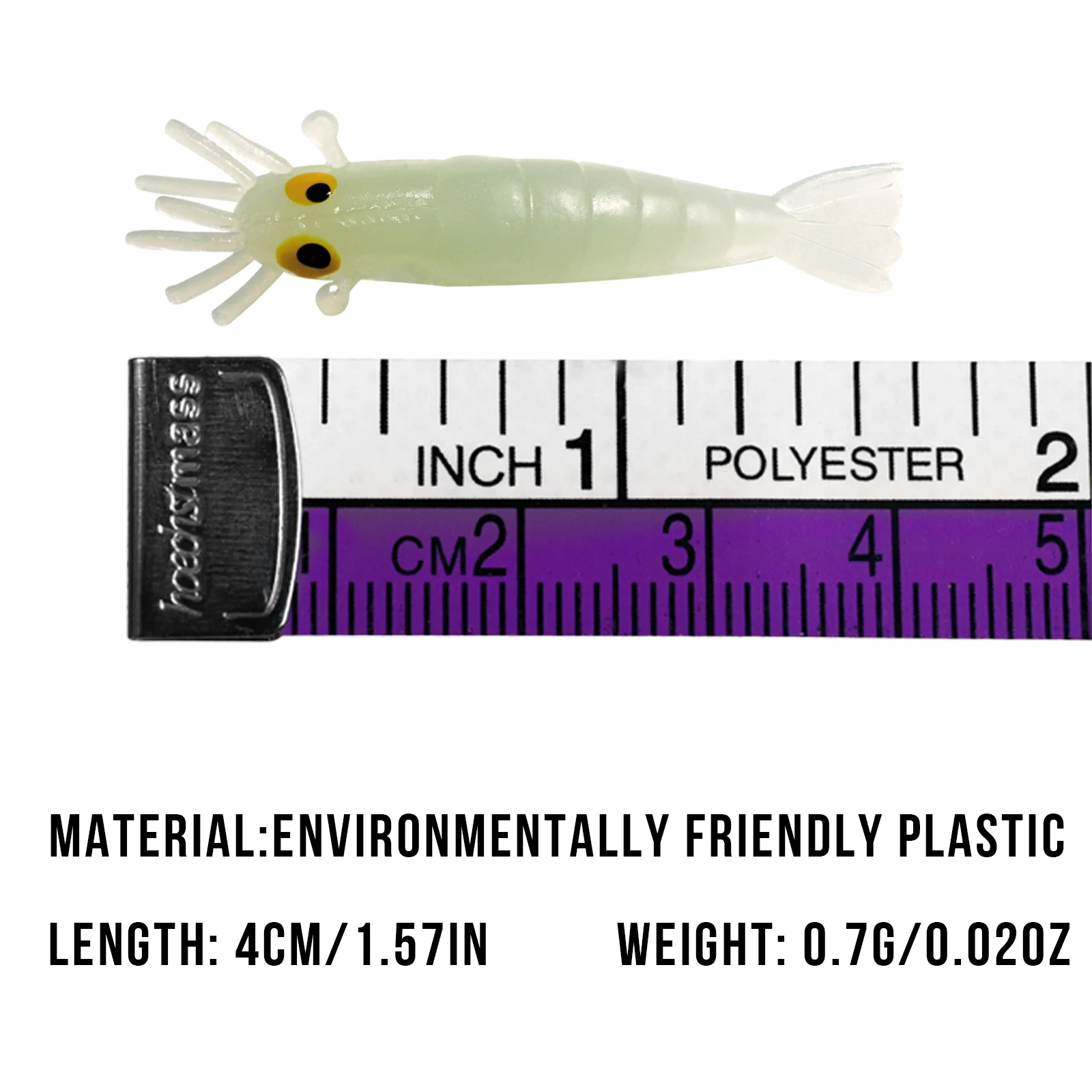 27 Uds. Señuelo suave de camarones brillantes, gusanos luminosos de silicona de 40mm, iluminación que brilla en la oscuridad, cebo Artificial para pesca de carpa y lubina - imagen 4