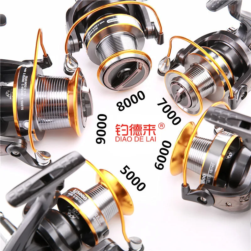 Carrete de pesca de metal de tiro lejano, rueda giratoria con señuelo, rueda de pesca, Copa biselada, depósito de agua dulce, señuelo, serie 3000-9000 - imagen 2