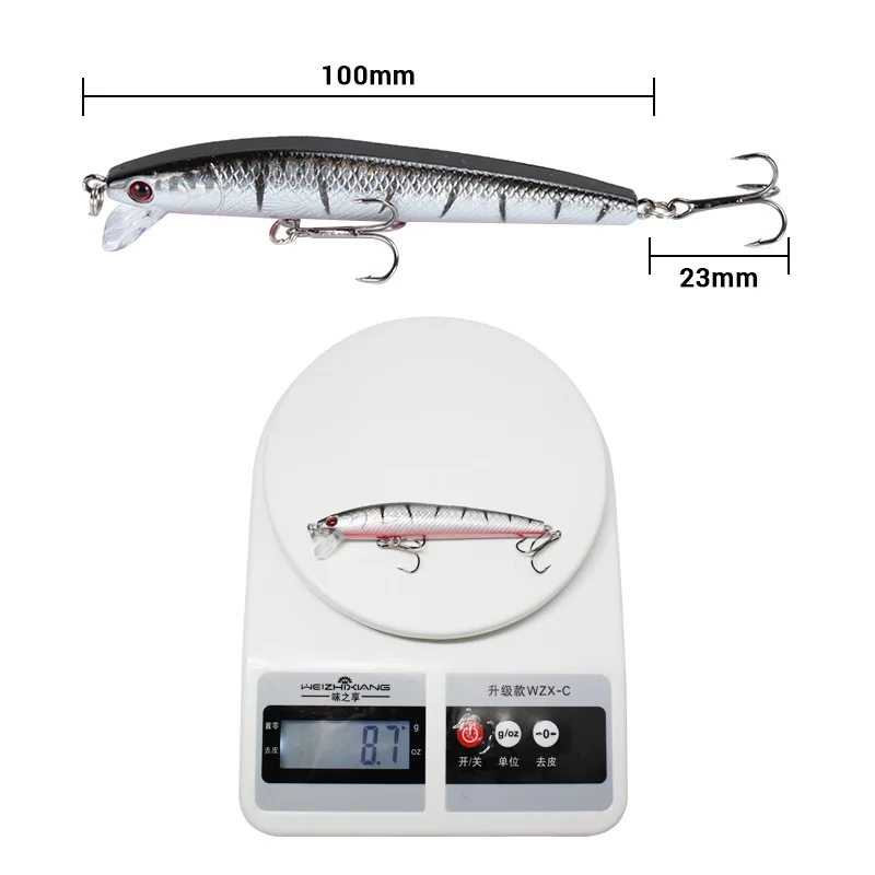 Señuelo de pesca Wobbler, cebo duro con 3 ganchos de pesca, ojos 3D, aparejo artificial Isca, 10cm, 8,7g, 1 unids/lote - imagen 5