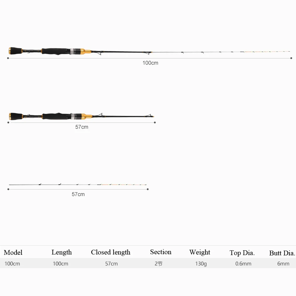 Caña de pescar superligera de aleación de titanio semi-titanio, caña superior suave, para pesca en hielo, de fibra, aparejos de pesca, 1M - imagen 2