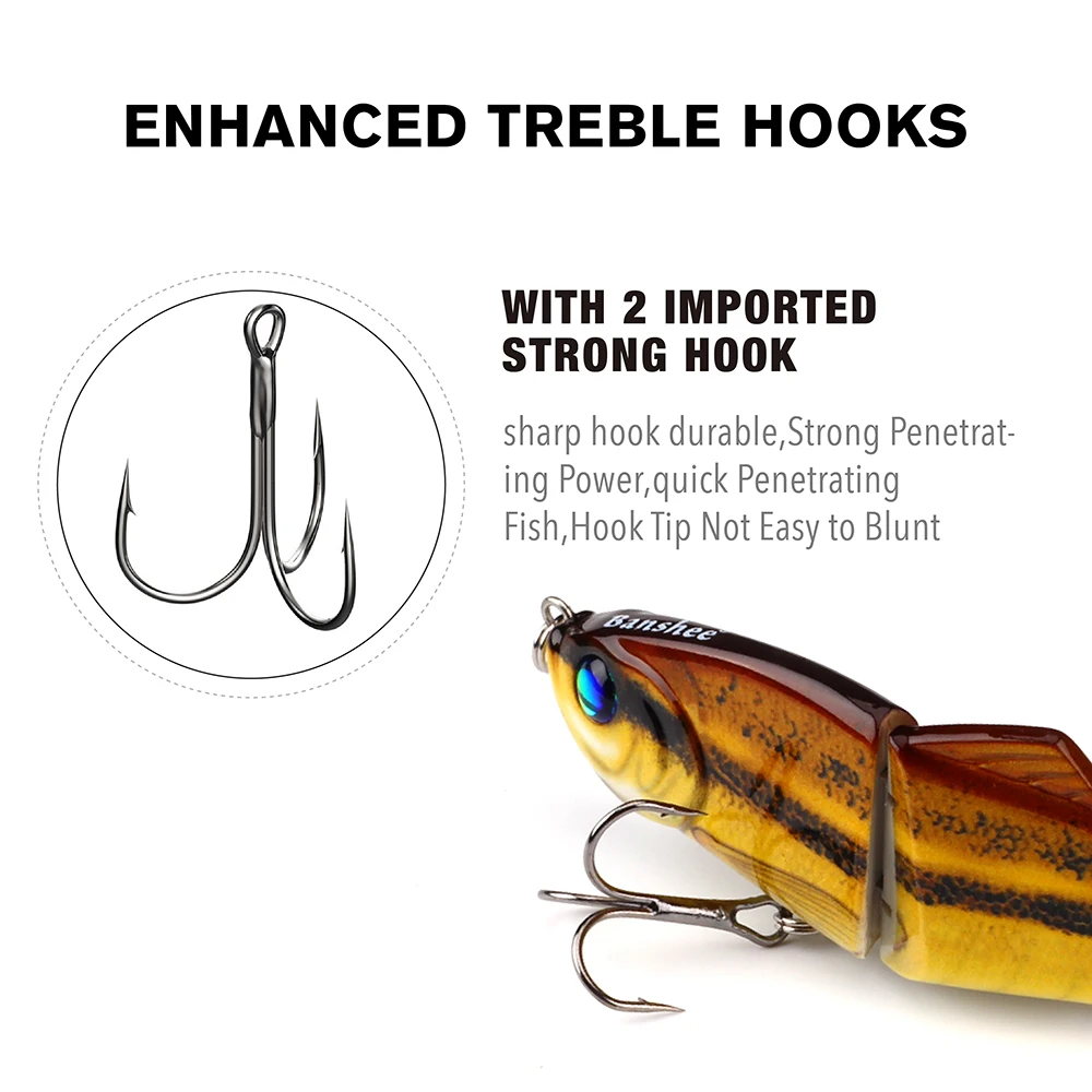 Banshee 100mm 11g Pike Wobblers para pesca cebo Artificial duro multiarticulado Swimbait Crankbait hundimiento señuelo de pesca lubina pescado