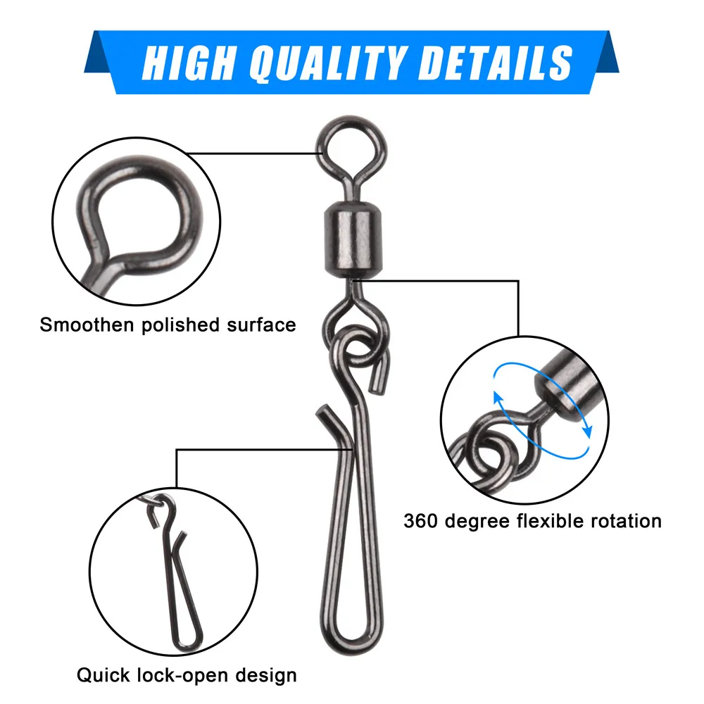 Conector de pesca de señuelo rápido, 300 unids/caja, giratorio de latón, Terminal de enclavamiento de cambio rápido, accesorios de pesca - imagen 4