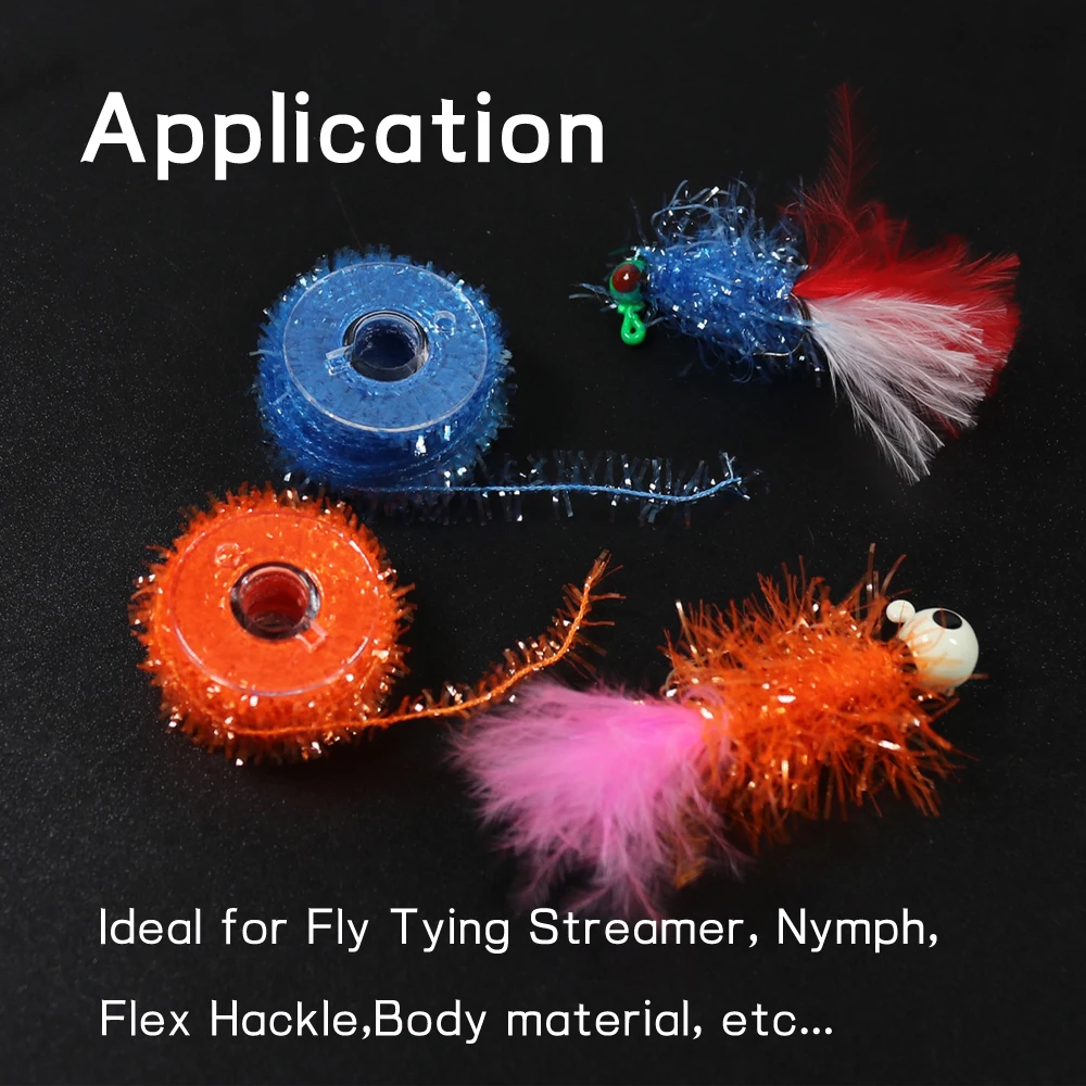 Bimoo-carrete de 7mm y 5M para atar moscas, oropel de chenilla, surtido de hilo de Flash de cristal, marabú, plantilla de cebo, Streamer, Material para hacer moscas - imagen 5