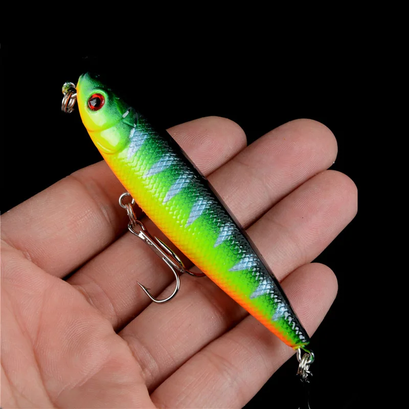 DHYJSFDC-señuelo de Pesca profunda, anzuelo de superficie de agua Minnow 8cm 8,6g Wobbler Crankbait Jerkbait, perca, Wobblers - imagen 2