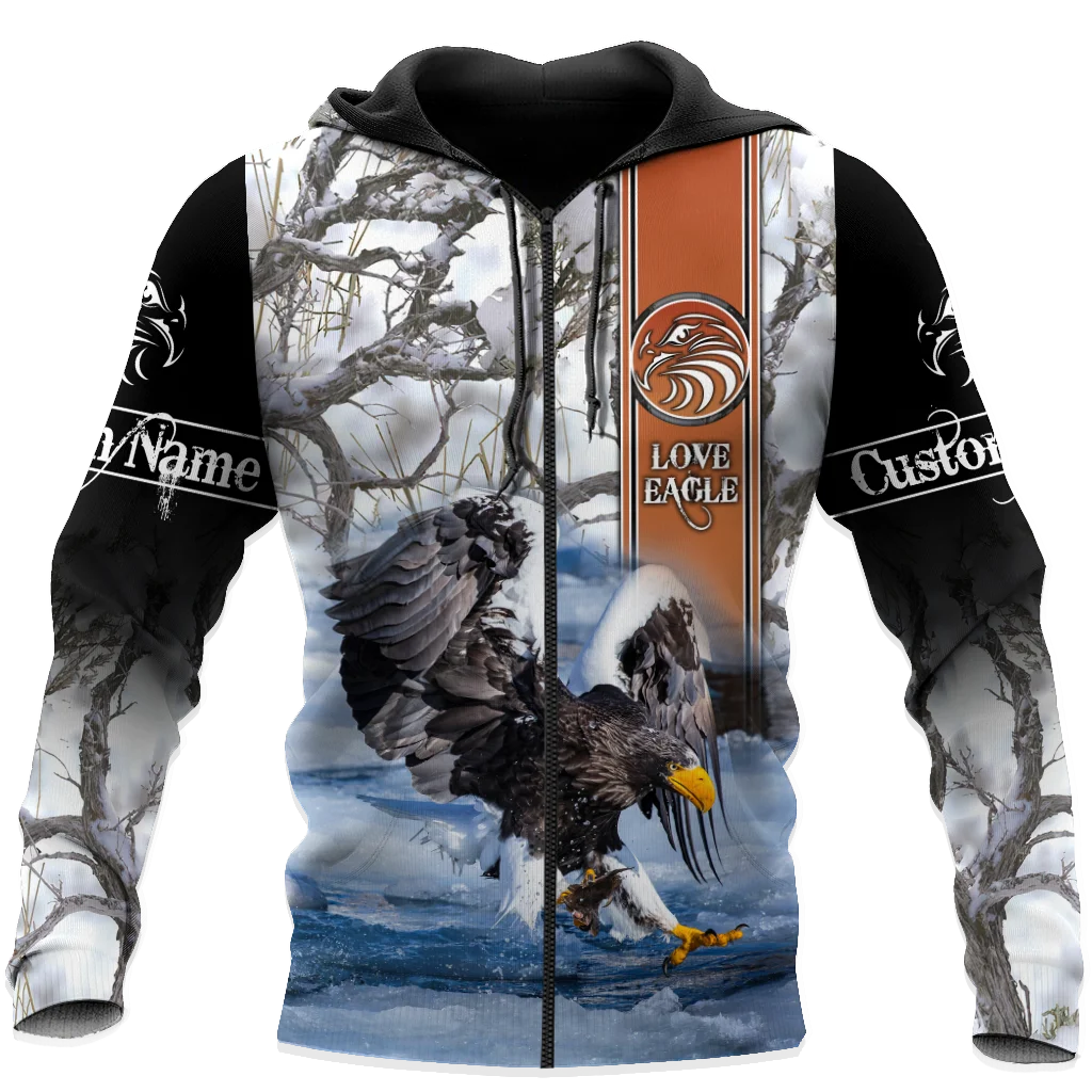 Sudadera capucha pesca águila 3D nombre personalizado KJ515 - imagen 4