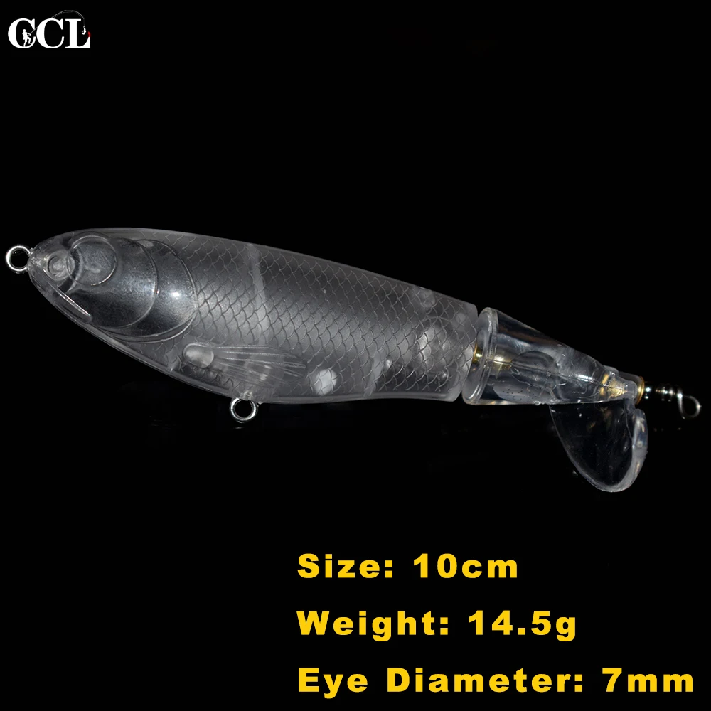 CCLTBA-cebo duro sin pintar, cuerpo transparente, Popper de agua superior, señuelos de pesca en blanco - imagen 2